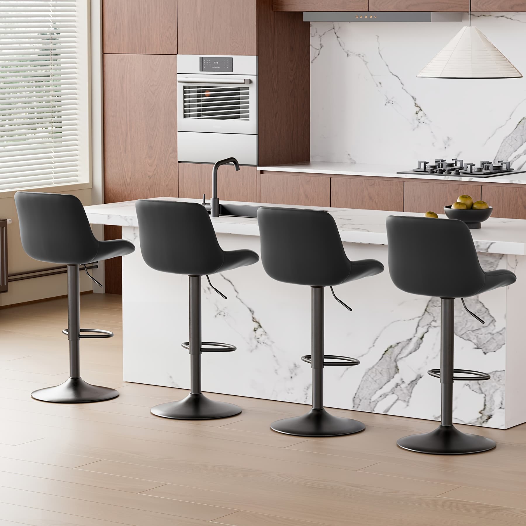 TEMU 1/2/3/4 Packs Counter Height Bar Stools, Adjustable Swivel Upholstered Counter Height Barstools With Back And Footrest, Stool Chair For Kitchen Counter Island