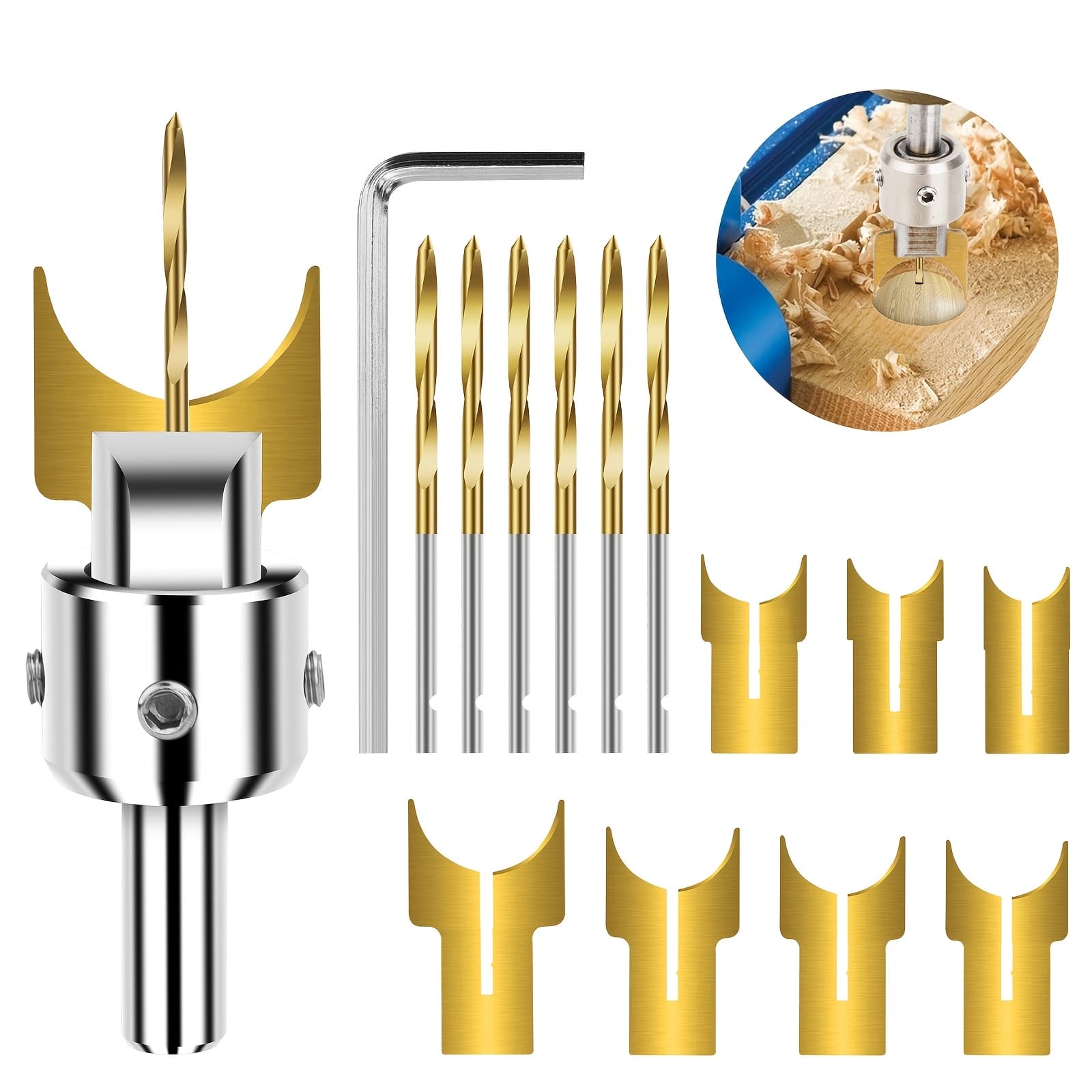 TEMU Set Of Woodworking Ball Cutters, Featuring Cemented Carbide Knives Ranging From 14 To 25mm, Ideal For Crafting Bracelets And Beads, As Well As Wood Milling Drill Bits For Jewelry Making