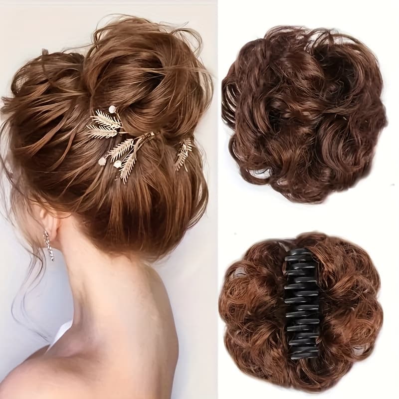 TEMU Wave Curly Messy Bun Clip With Small Clip-fluffy Synthetic Headdress Suitable For All Hairstyles And , Elegant Hair Styling For Weddings, Parties And Daily Use, Cute Hair Clips, Brides