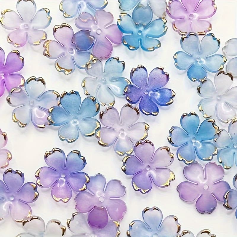 TEMU 40pcs Acrylic Elegant Flower Beads, Petal Gradient Making Kit - Perfect For Bracelets, Necklaces, Phone Charms And Crossbody Accessories, Hair Accessory Headbands