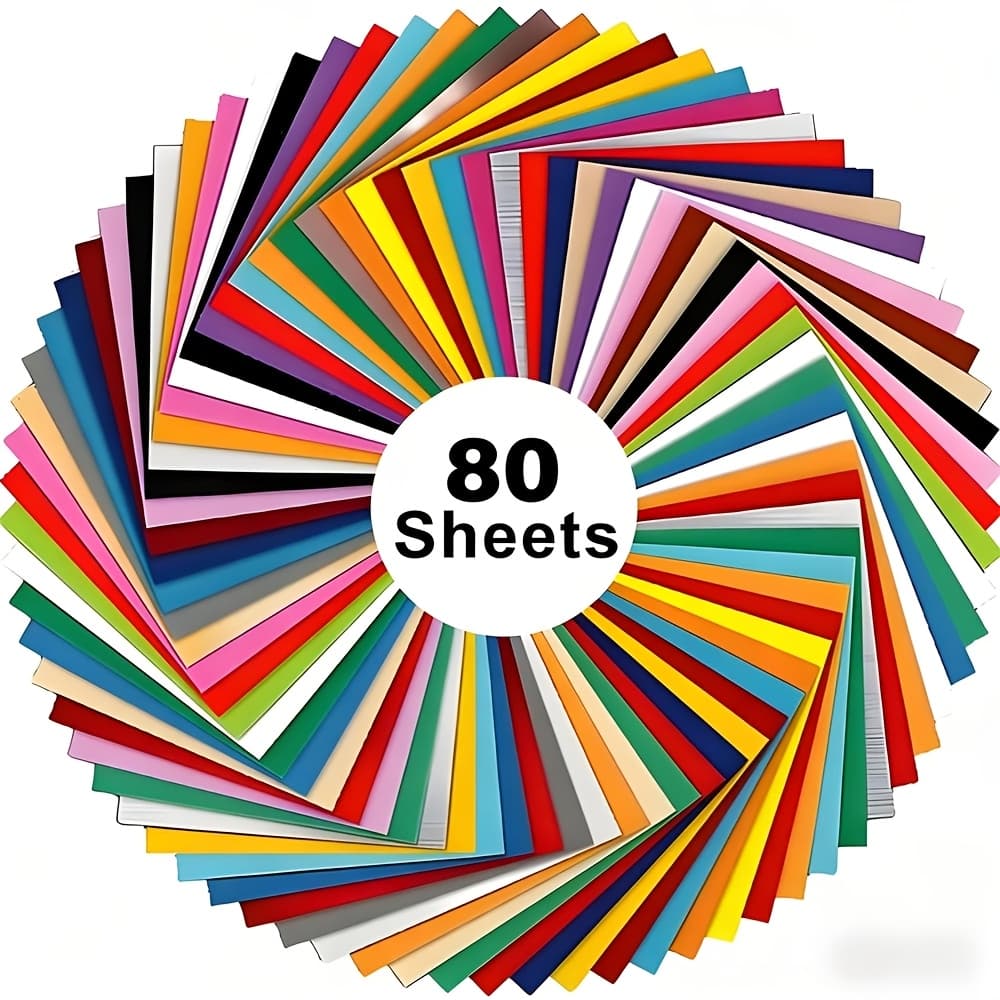 TEMU 80 Sheets Of Permanent Adhesive Vinyl, Each Measuring 12x12 Inches, Suitable For Cutting Machines And Craft Projects, Ideal For Decorations, Party Embellishments, And Car Decals (colors May )