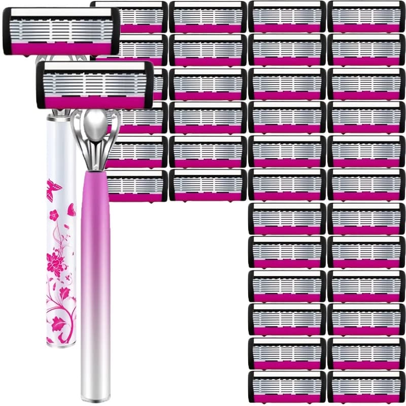 TEMU Stylish High-quality Women's Shaver: Manual Razor With Ergonomic Handle, Easy To Clean, Leaves -smooth. Replaceable , Ideal Holiday Gift, A Must-have For Women.