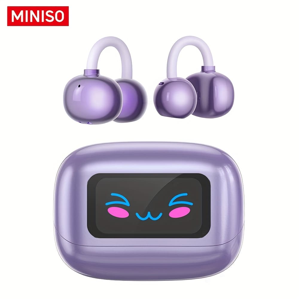 TEMU Miniso Ms199 Ai Smart Touch Screen Open Ear Clip, Face-to-face Translation Ear Clip, Ergonomic Spherical Cavity, Without Ear Fatigue, Suitable For Games, Music And Sports