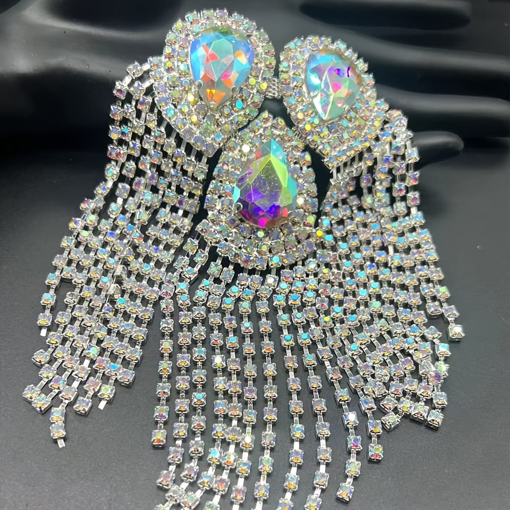TEMU 1pc New Sew On Fashion Additions Embellished Suit Additions, Tassels Applique Glass Patches For Shoulder Shoes Bags Clothes