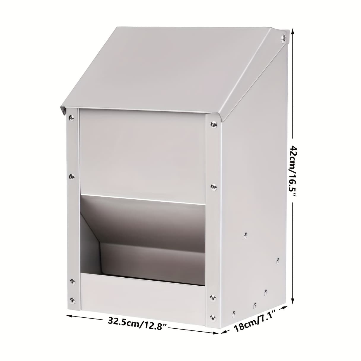 TEMU Stainless Steel Chicken Feeder, 10lb/23lb Capacity, Hanging Chicken Feeder, Durable Metal Structure, Livestock Feeding, Rust Resistant Material, Aesthetically Designed And Sturdy