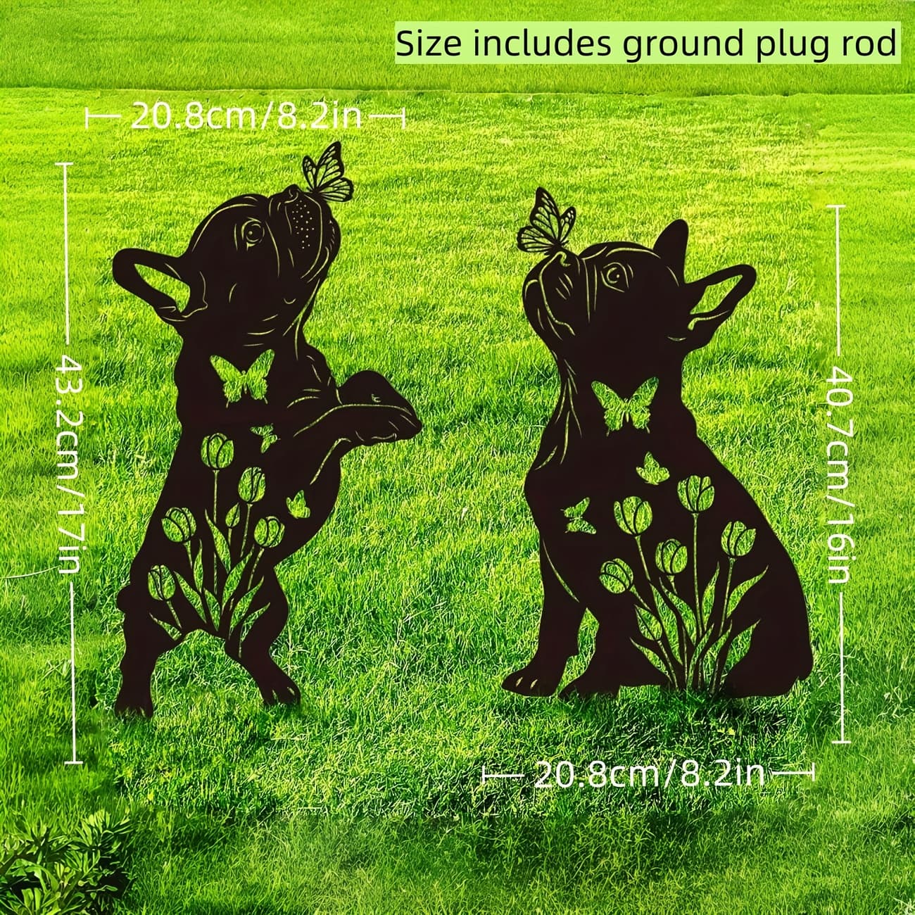 TEMU 2pcs, Outdoor Metal Dog Garden Decoration, For Dog Lovers, Metal Black Silhouette Decorative Garden Pile, Suitable For Courtyard, Terrace, Lawn Decoration, Outdoor Decorative Garden Art