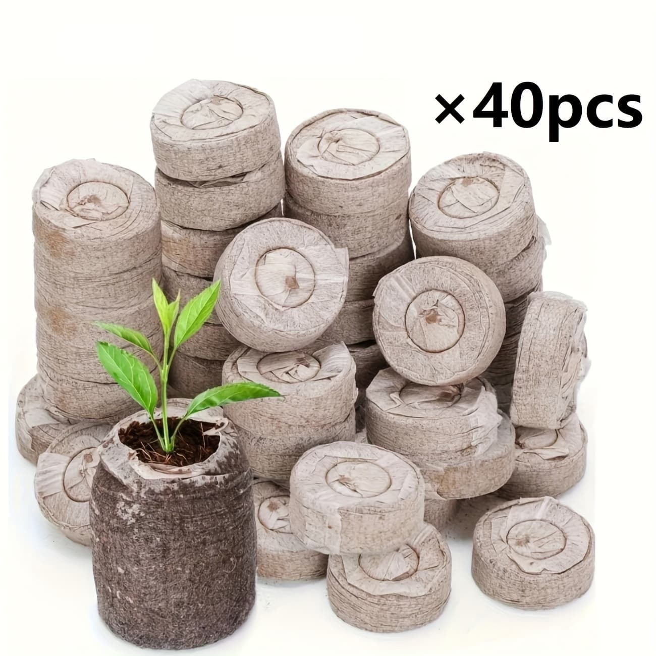 TEMU Set Of 40 Coir Pellets Measuring 30mm, Designed For Starting Seeds, Suitable For Vegetable, Flower, And Gardening