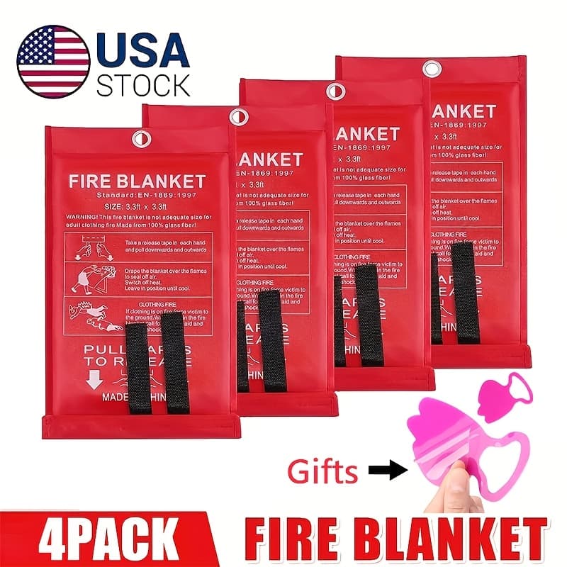TEMU 4/8pcs Fireproof Blankets - Fire Retardant, Heat-resistant, Compact & Portable For Home, Kitchen, Camping, Hiking, Travel - Durable Glass Fiber Emergency Fire Safety
