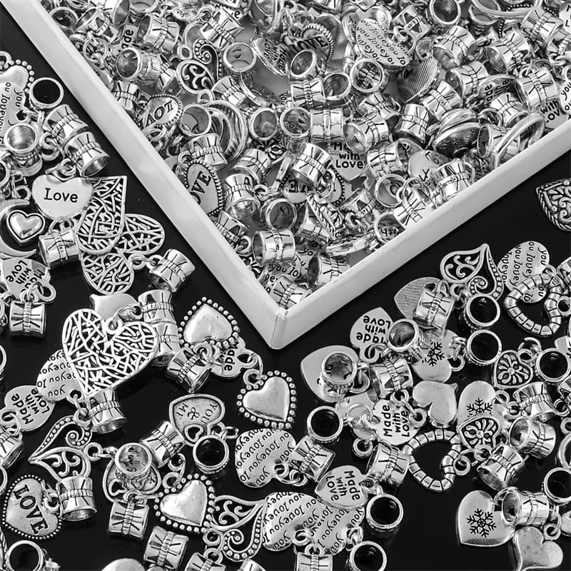 TEMU Mixed 50pcs Heart Pendant Charms For Necklace Bracelet Jewelry Making