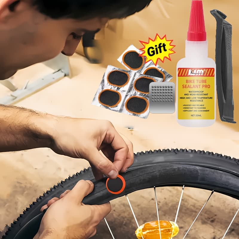 TEMU Kjm Tire Repair Kit - Heavy-duty Puncture Repair With Patch, Sealant, Lever & Tool - Instant Fix For Tube Tires (compatible With Slime/ Products) - For Road, Mountain, Bmx)