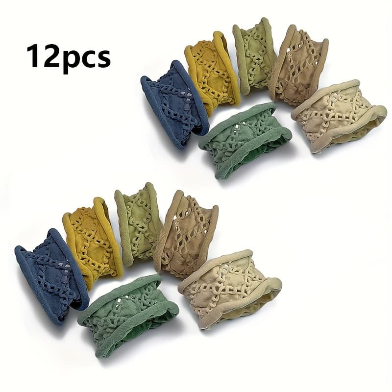 TEMU 12pcs Fashion Mesh Seamless Elastic Hair Ties | High Elasticity, Fabric, Minimalist Style, Solid Color