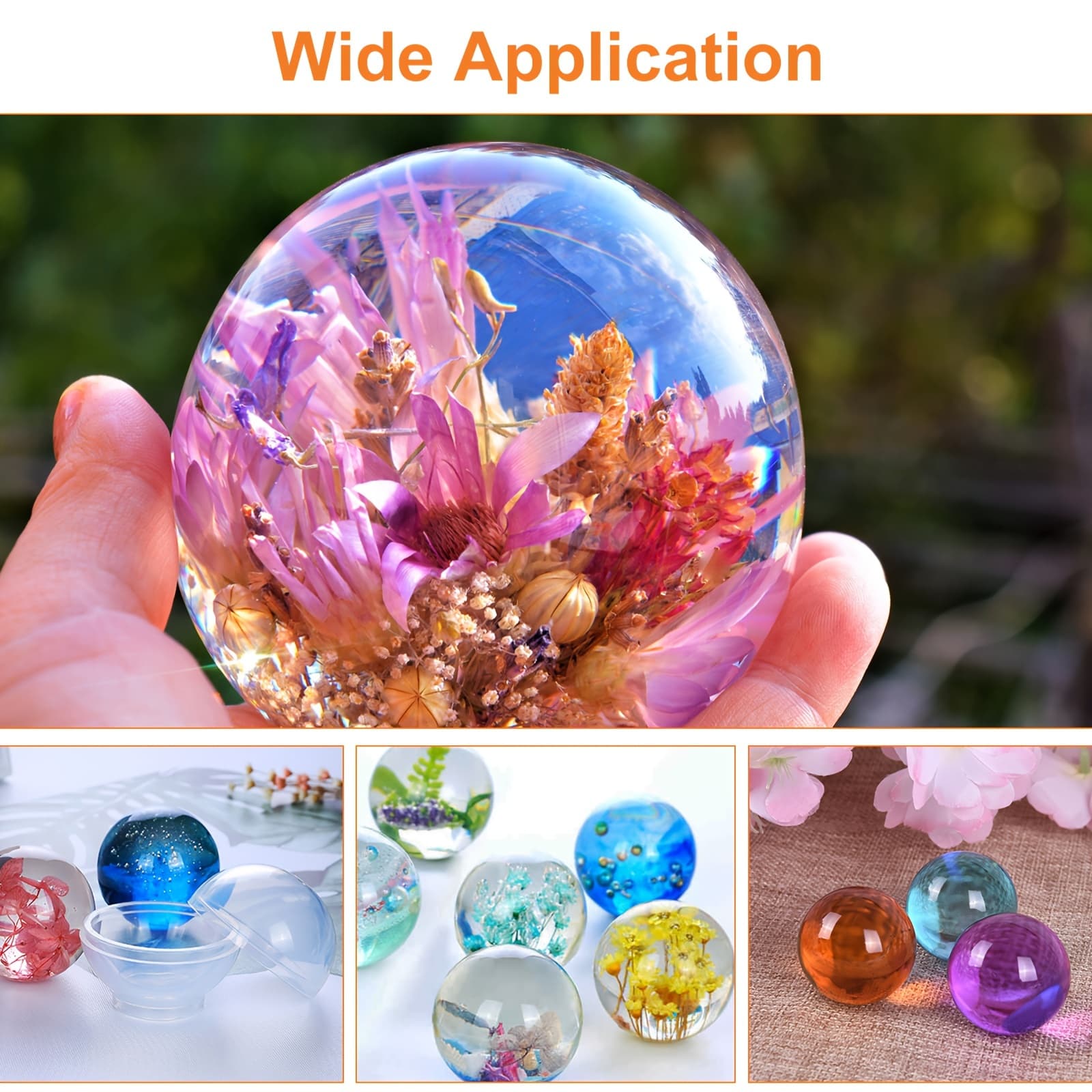 TEMU 5 Size Sphere Resin Silicone Molds, Creative Round Ball Craft Tool For Resin Casting, , Perfect For Projects
