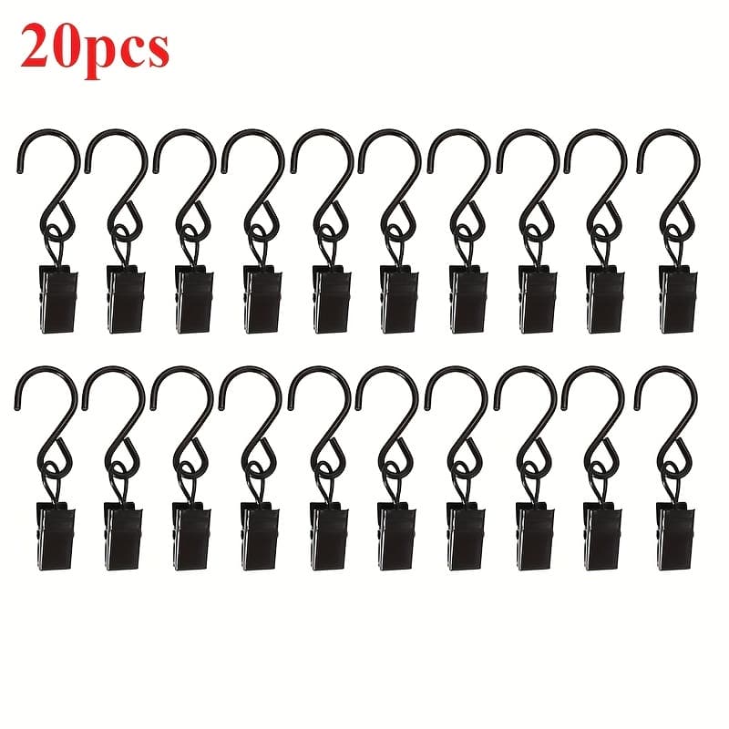 TEMU 20pcs Heavy Duty Stainless Steel Metal Clips With Hooks For Curtain, Photos, Art Craft Hanger Hanging Clips Home Decoration