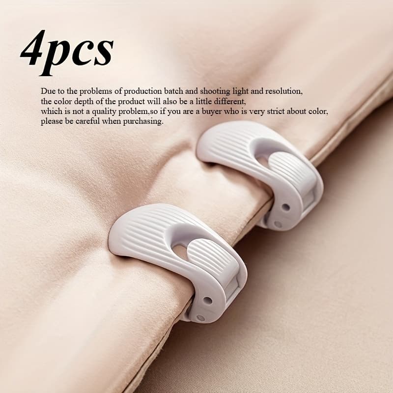 TEMU 4pcs Bed Sheet And Blanket Fasteners, Shell-shaped Clips To Prevent Sheets From Slipping, Traceless , Suitable For Thick Mattresses/home/hotel Bedding Smoothing Care