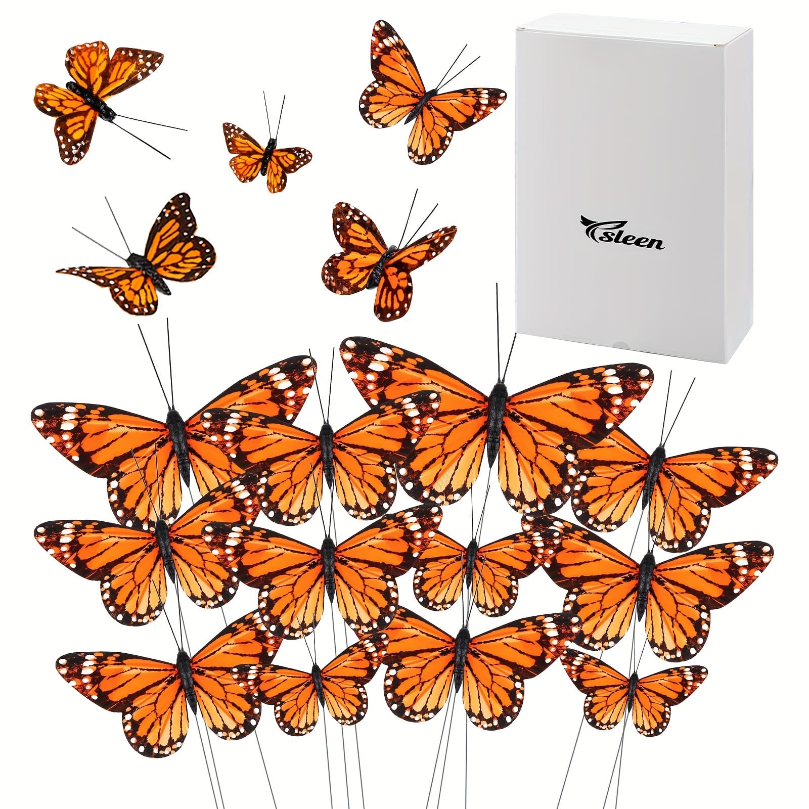 TEMU Set Of 24 Artificial In 4 Sizes, Perfect For Decorating Your Home, Walls, Or For Use In Weddings And Parties. 3d Butterflies Come Orange Color
