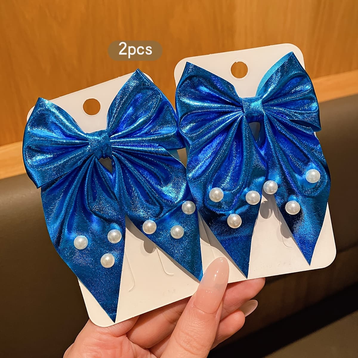 TEMU 2 Blue Fashionable Bow Hair Clips, Hairpins, Suitable For Daily Additions