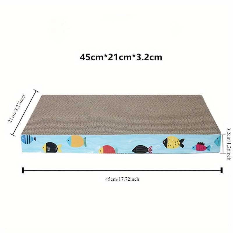 TEMU Extra-large Durable Cat Scratcher Lounge - Corrugated Cardboard With Colorful Fish Pattern, Claw-friendly & No-mess Design, Includes Cozy Cat Nest - Ideal For Indoor Cats, Cat Furniture