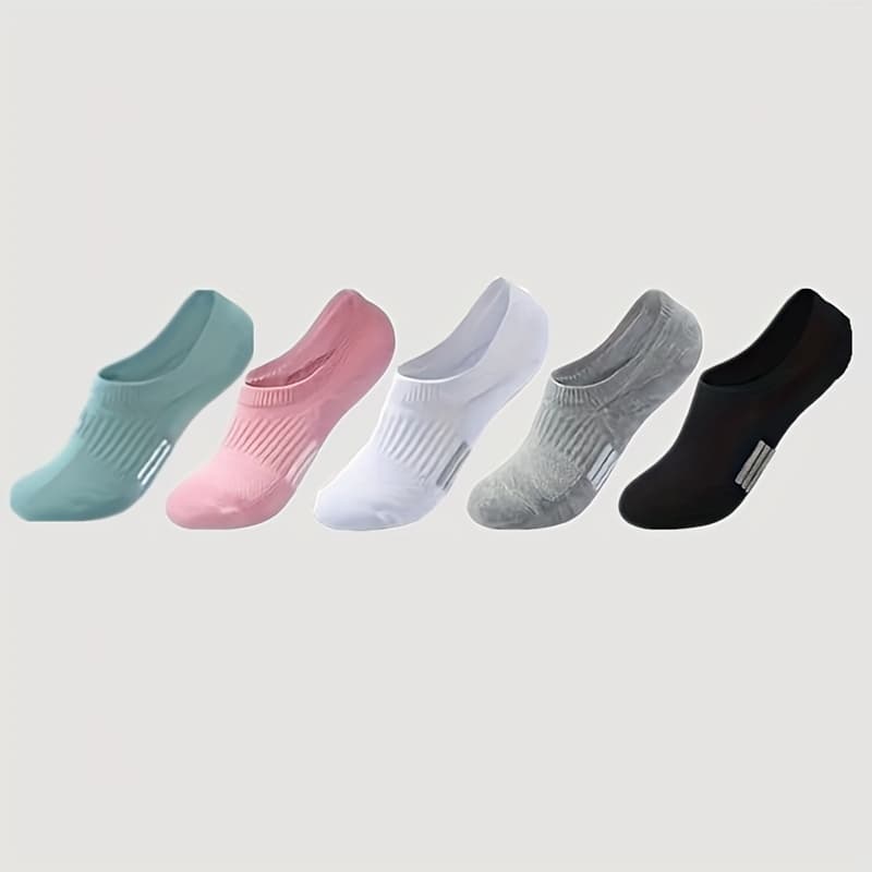 TEMU 5-pack Women' Color No-show Socks, Low Cut Sports Invisible Casual Versatile For All