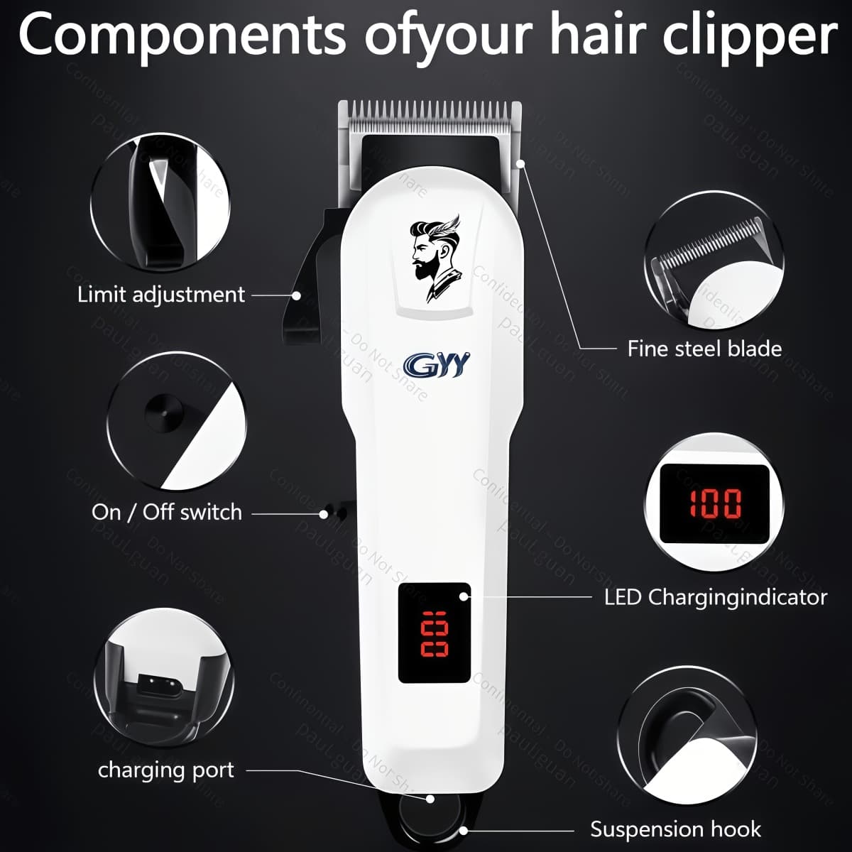 TEMU Gyy Electric Hair Clipping Kit - Professional Grooming Set For Men With Digital Lcd Display, Usb Rechargeable - Ideal For Home And Barbershop Use - Gift For Father's Day And Valentine's Day