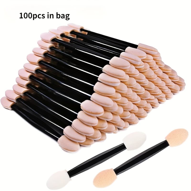 TEMU 100pcs Nail Powder Brushes Sponge Double-head Mini Sponge Sticks Nails Chrome Applicator Makeup Tools