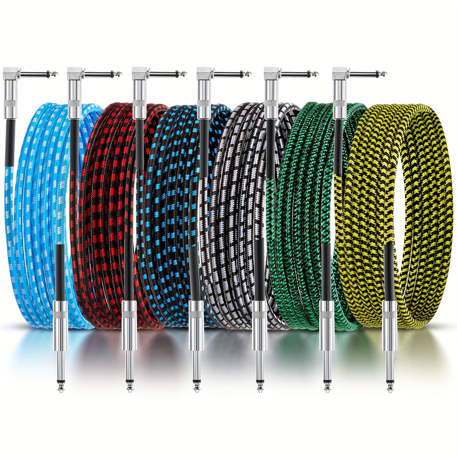 TEMU 6 Pack Guitar Instrument Cable 10 Ft Guitar Cord Guitar Accessories Guitar Cable Copper Amp Cord For & Electric Guitar For Guitar Keyboard Microphone, Multicolored