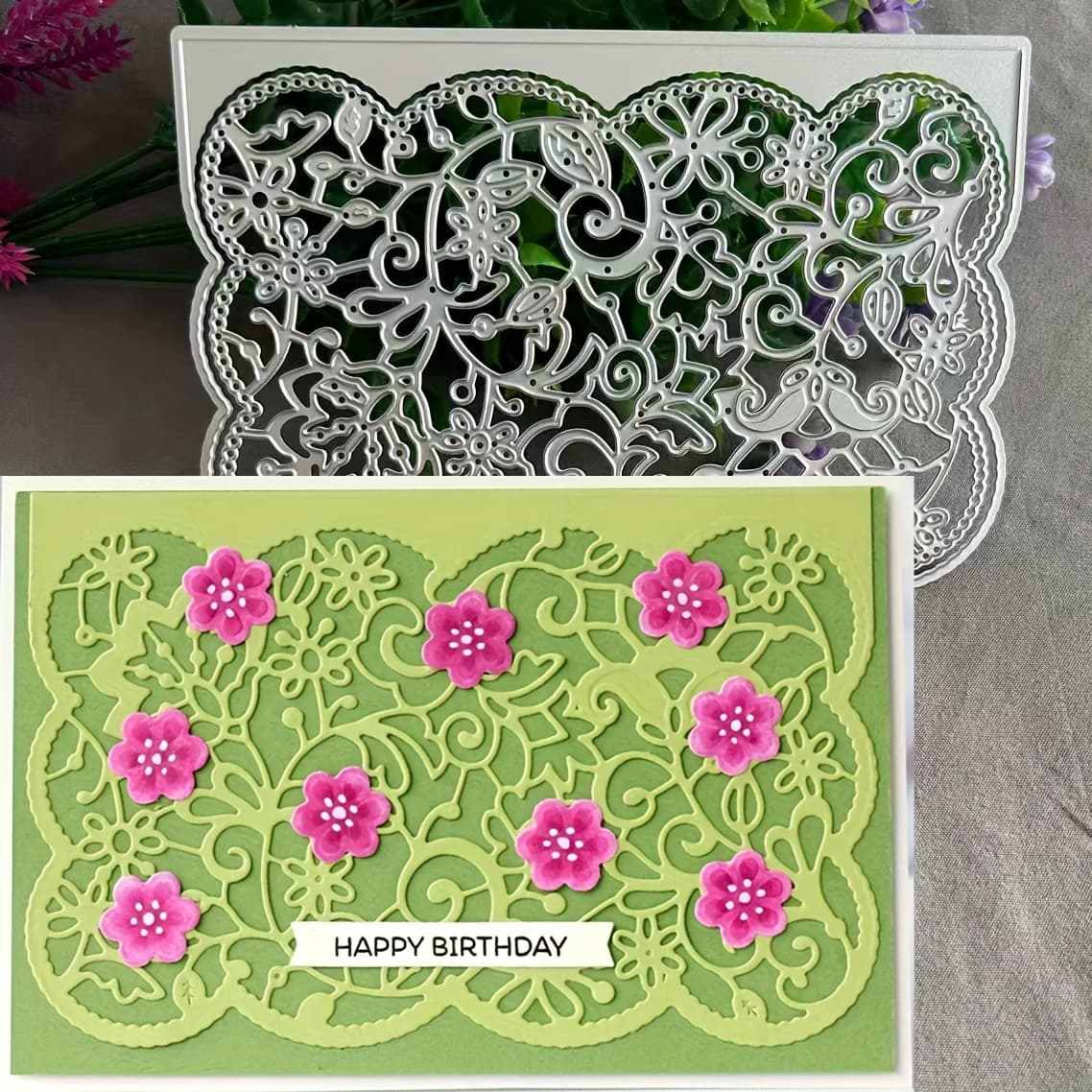 TEMU 1pc Flower-shaped Metal Cutting Dies For Scrapbooking, Embossing Stencils, And Handmade Greeting Card Decoration, Ideal For Gift Cards