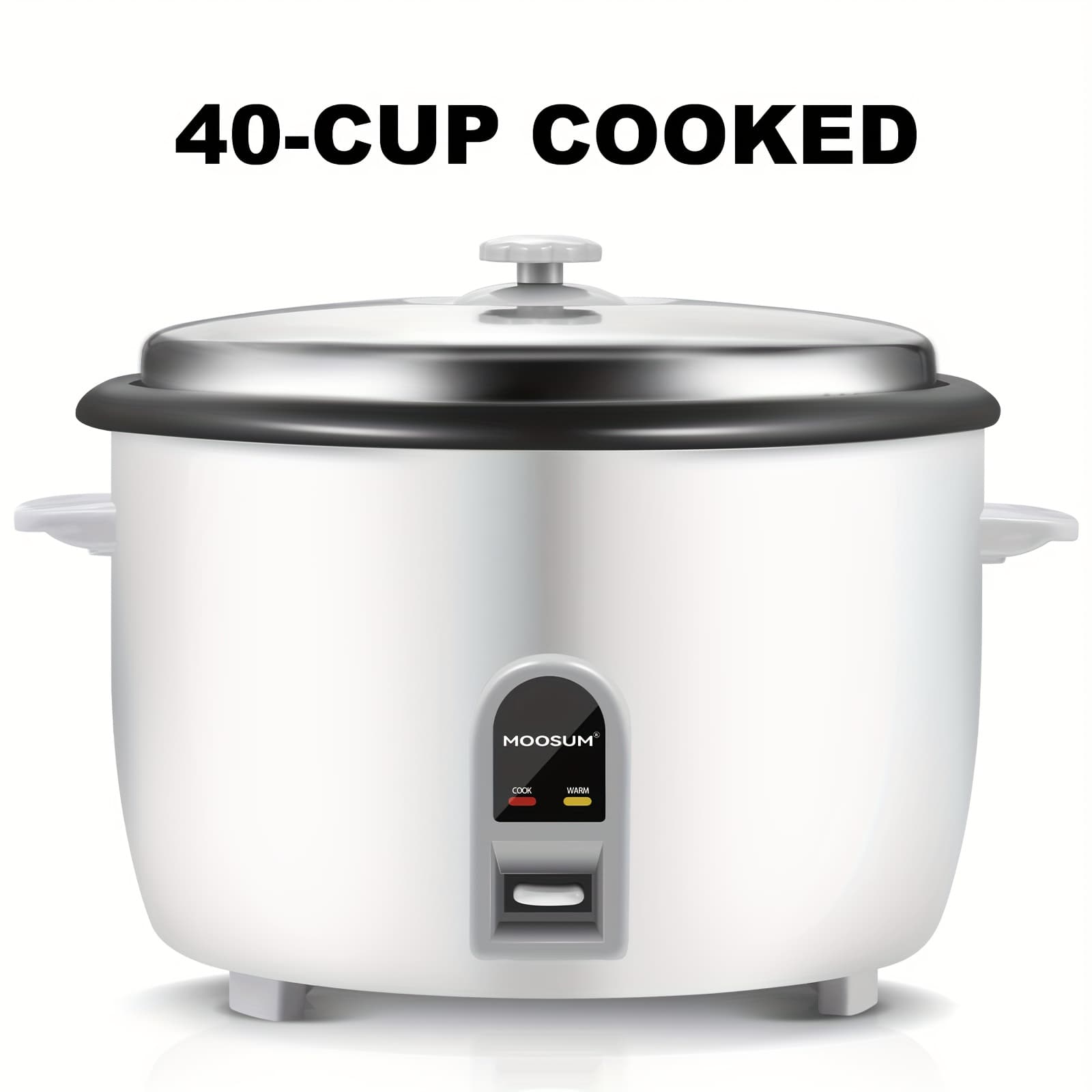 TEMU Commercial Rice Cooker, Large Capacity 20-cup (), 40-cup (cooked) With Operation And 12-hour , And Clean, 1200w, White