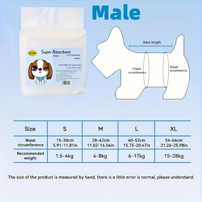 TEMU Super Absorbent Disposable Dog Diapers - Leak-proof & Side Leak Protection, Gender-specific Design For Male/female Dogs (, )