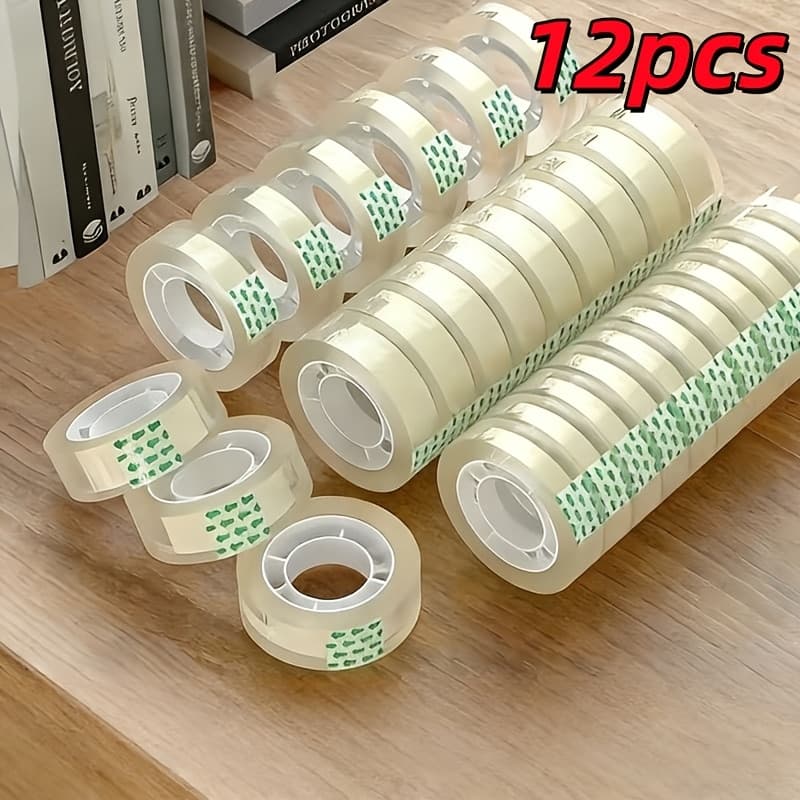 TEMU 12/8pcs Transparent Tape, Suitable For Gift Wrapping, Stationery And Office Supplies, Crafting, And Household Use, High-quality Transparent Tape, Compatible With Tape Dispensers