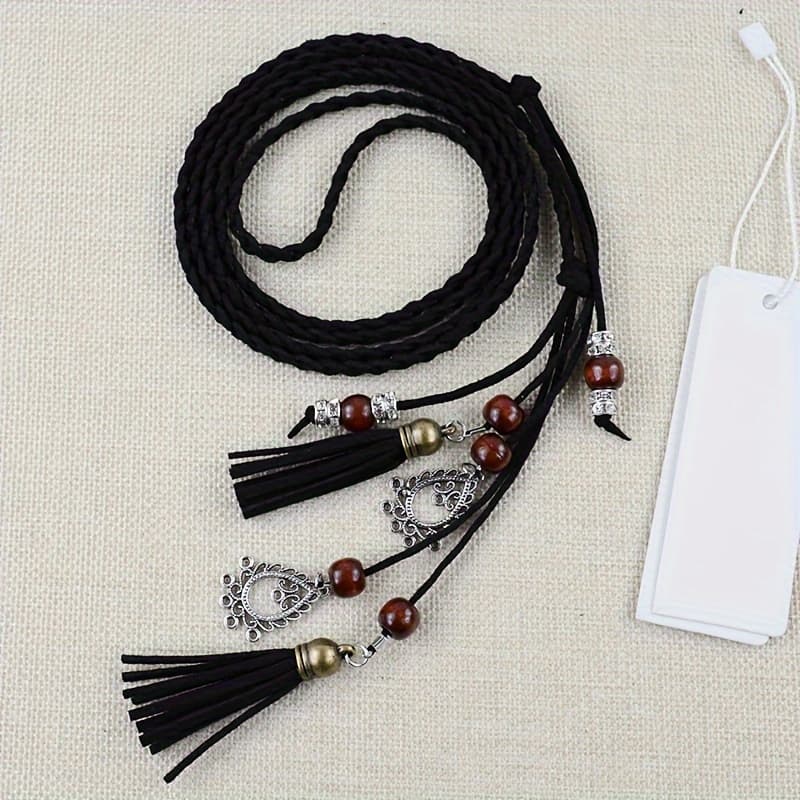 TEMU 1 Bohemian-style Fringe Waist Belt For Women