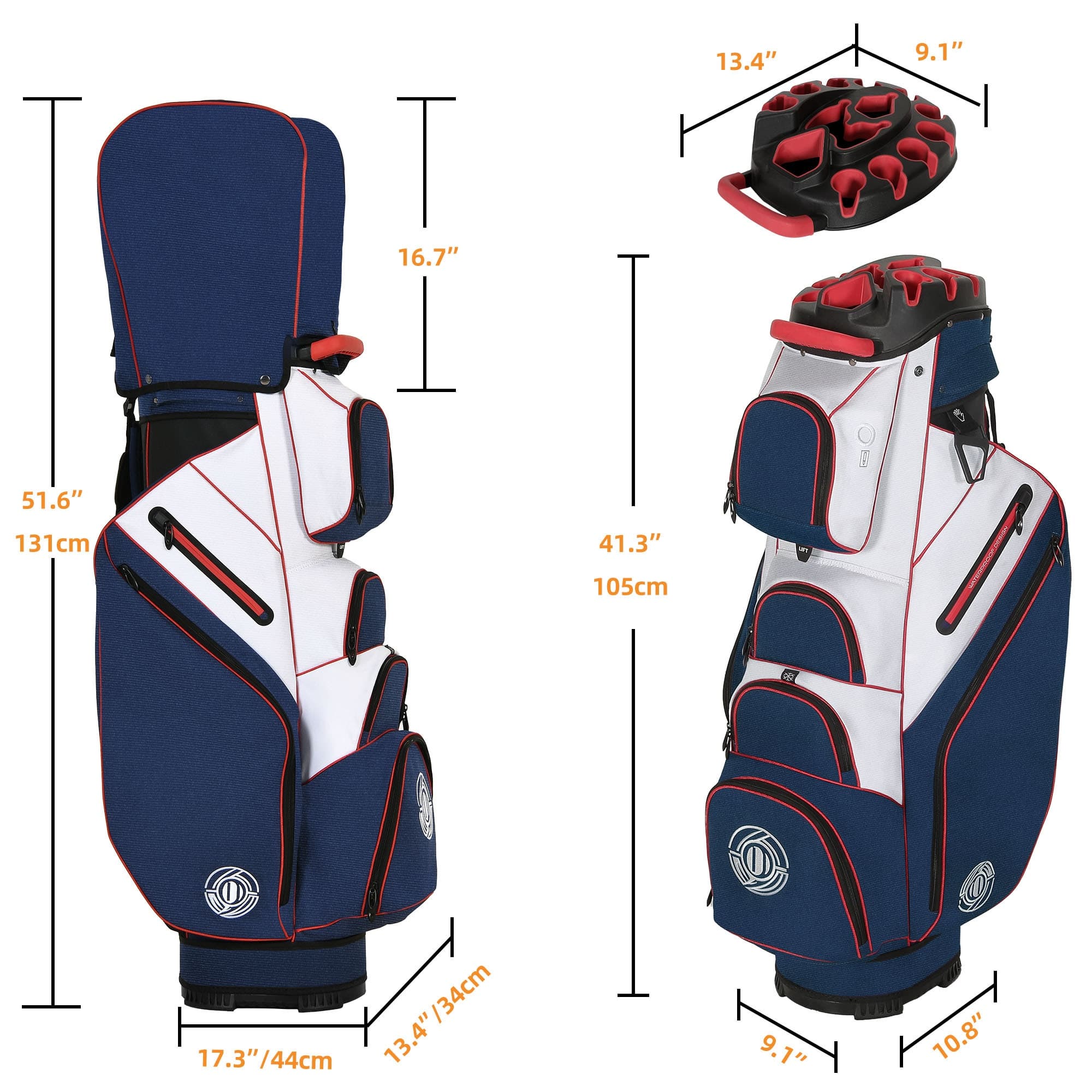 TEMU Cozerex Golf Bag, 14 Way Top Golf Cart Bag With Full- Length Dividers, Cart Golf Bag For Men Women, Golf Club Bags With Ergonomic Padded Strap, Zippered Pockets, Rain Hood
