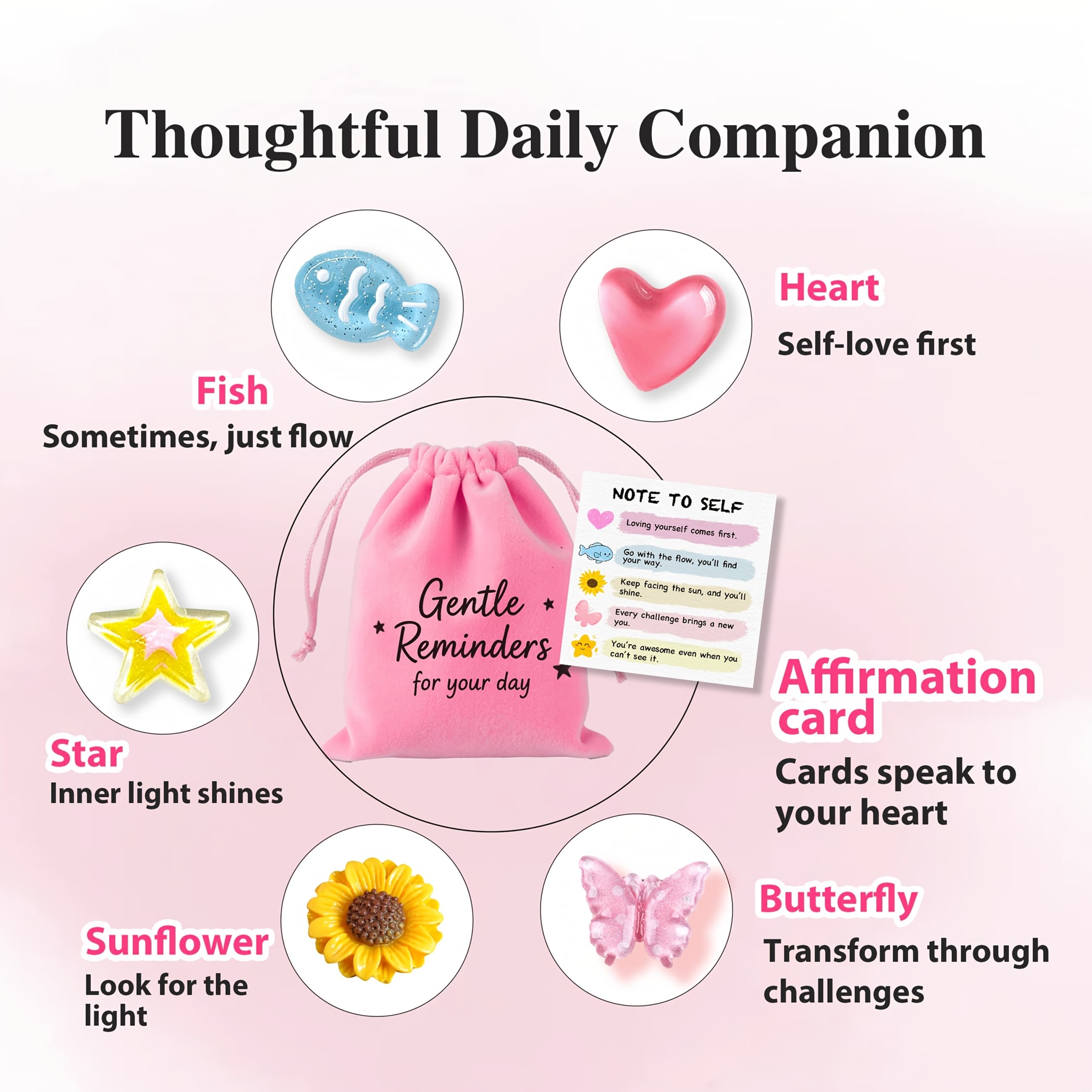 TEMU Gift For Her/him Set Of 6 Motivational Reminder Gift Bags For Adults, Featuring Pocket Hug Cards With Trinkets, Perfect For Gifting To For During Christmas, Birthdays, And Easter