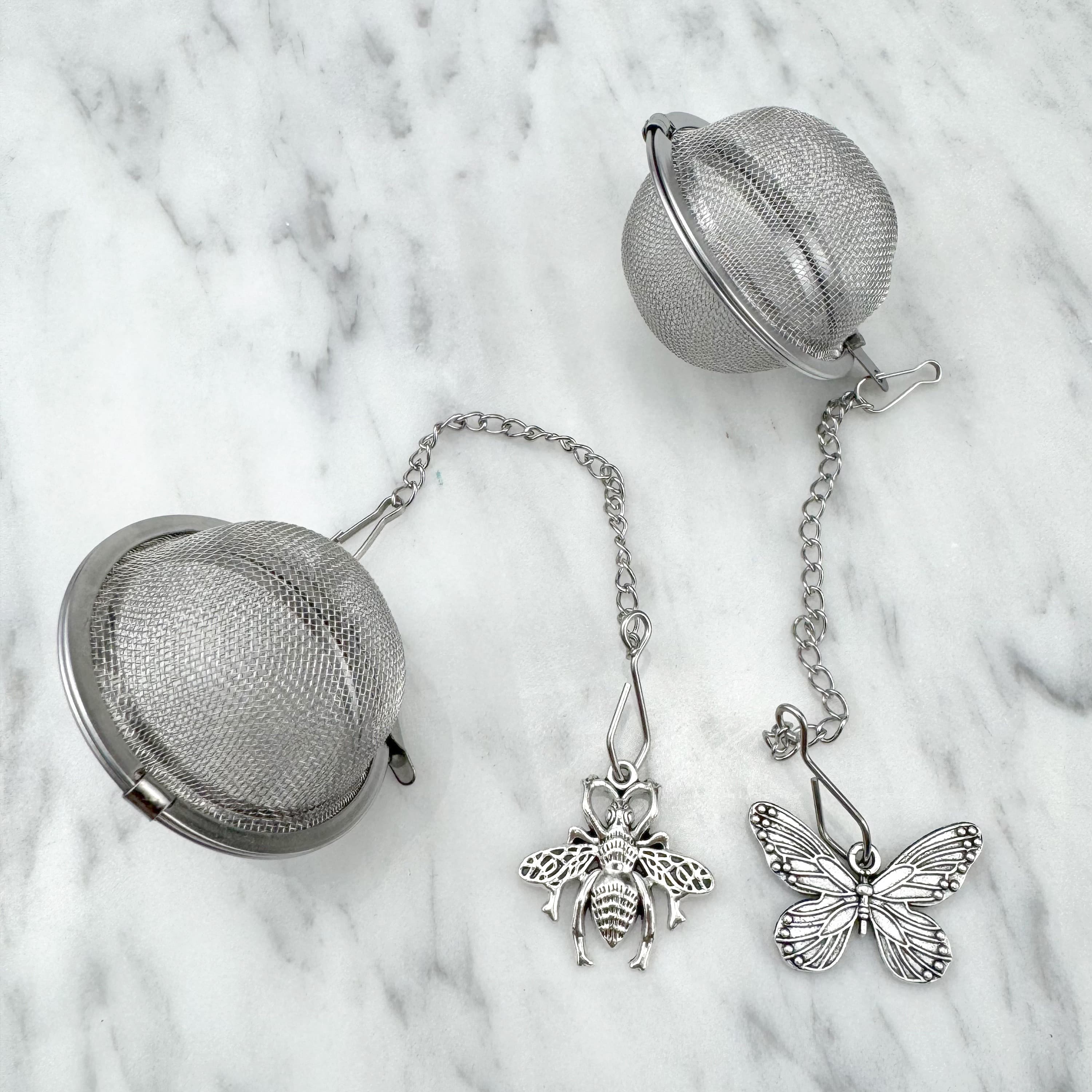 TEMU 2pcs Tea Loose Tea Infuser Couple Handmade Bee Strainer, Tea Strainer 4.5cm/1.77in With Bee Charm Pendant Tea Ball Set Women's Gift, Suitable For Tea Filter