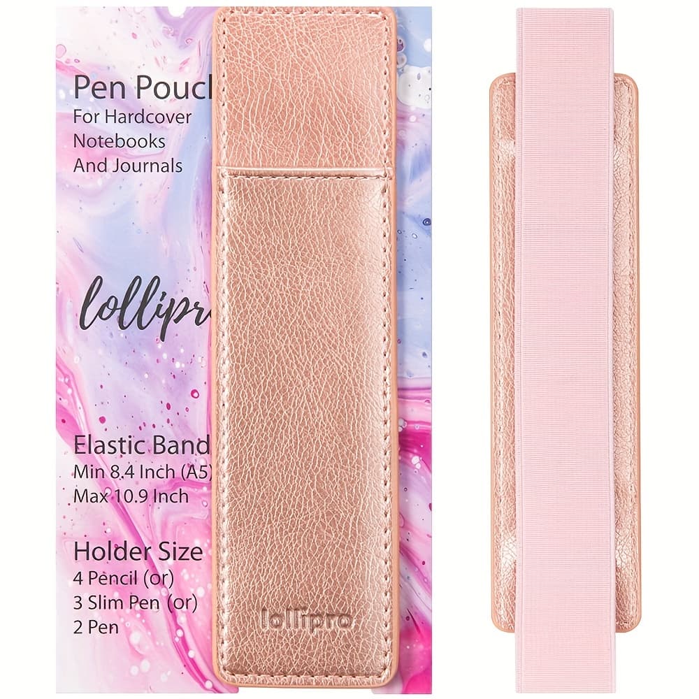 TEMU Pu Leather Pen Case With Elastic Band For Up To 4 Pencils, Suitable For A5 Hard Pu Leather Notebooks