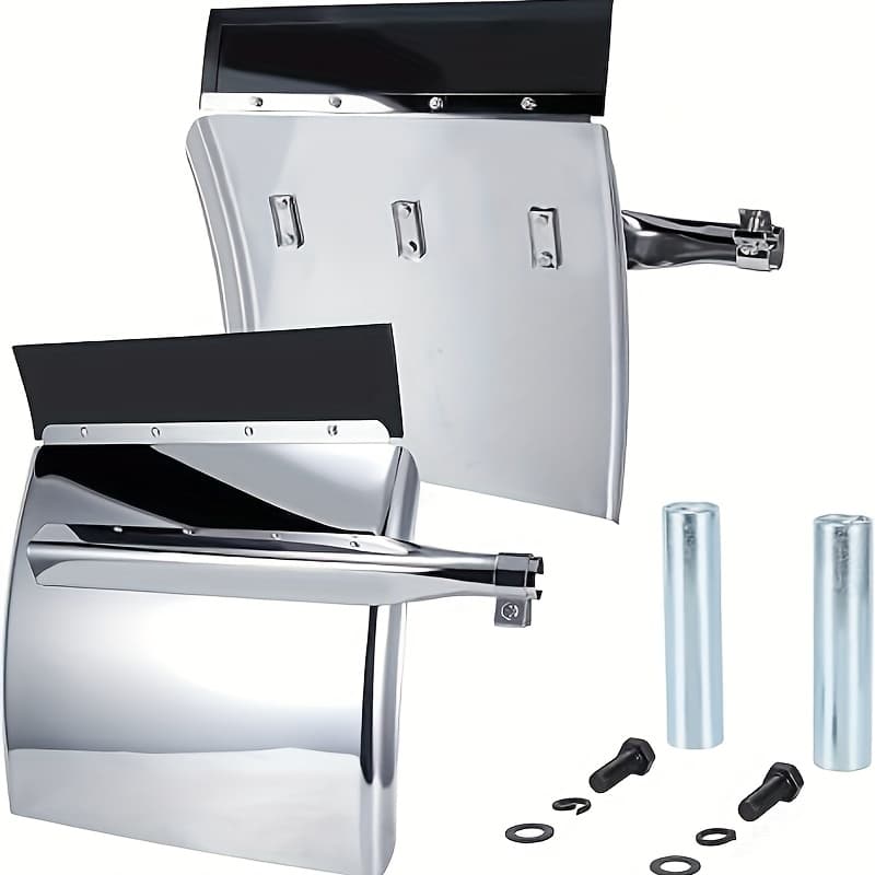 TEMU Quarter Fenders For Semi " X 24", Stainless Steel/polypropylene, Tube Bracket And Single Mounting Brackets Hardware Included, Right Left 2 Set In Pair (stainless Steel - Silver)