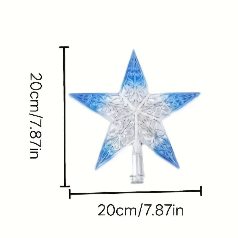 TEMU A 7.87-inch Star-shaped Topper For Christmas Trees, Featuring A Hollow Five-pointed , Suitable For Indoor Office Decorations During The Christmas And New Year Holidays - In Blue