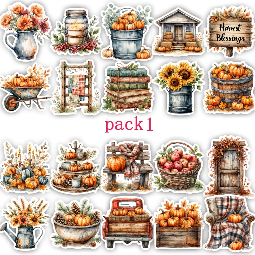 TEMU A Set Of Autumn-themed Farmhouse Stickers For Scrapbooking, Including Decorative Elements For Diaries, Albums, And Card Making
