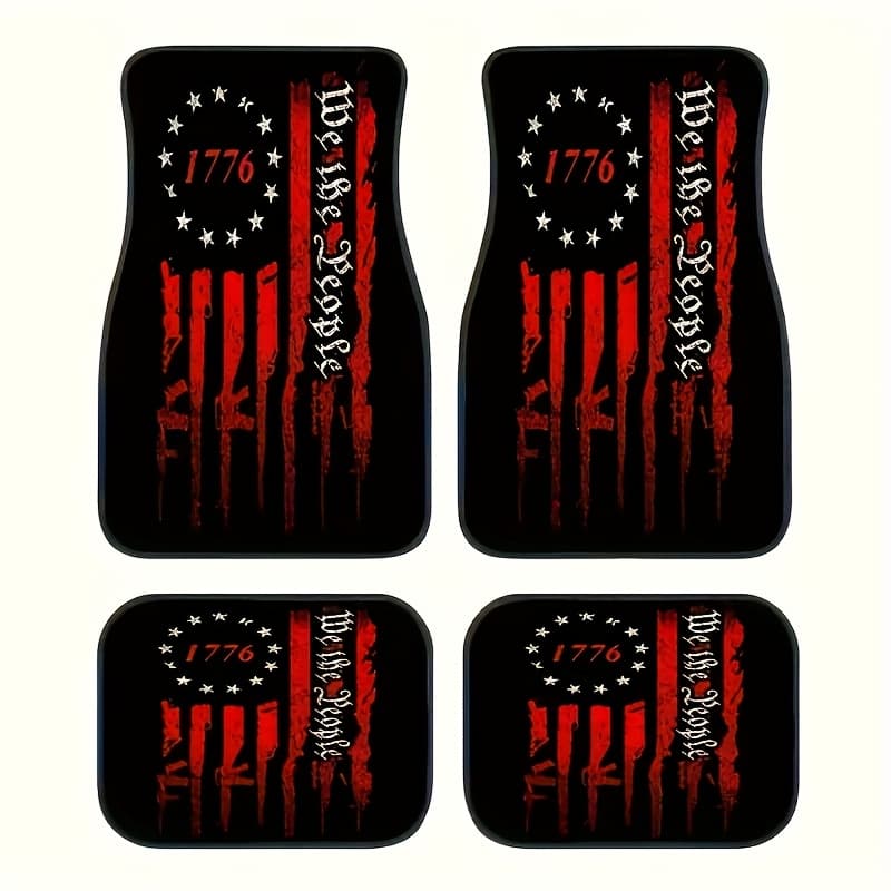 TEMU Suitable For All Car Models, 4pcs Set Of 1776 Patriotic Pattern Car Carpet, Four-season Vehicle Carpet, With Anti-slip Base, Easy To Clean Car Interior Accessories