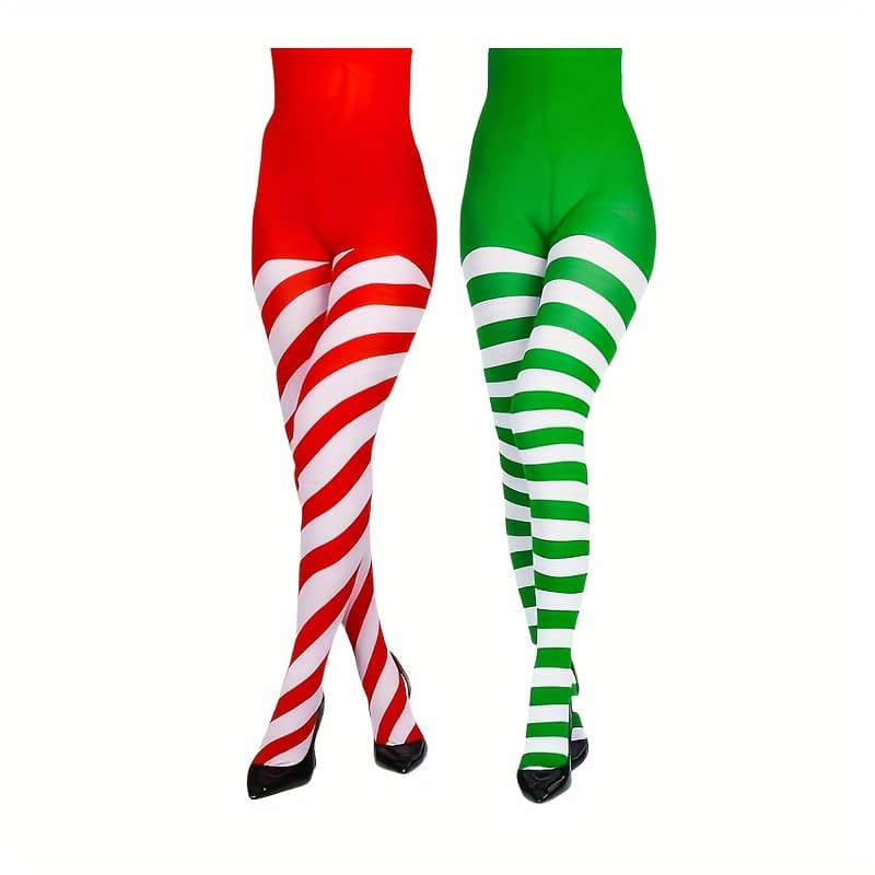 TEMU 2/4pcs Mix Festive Pantyhose - Stretch Fashion Striped With For Festive Dress Up Cosplay Pantyhose, Fashion Additions For As A Gift