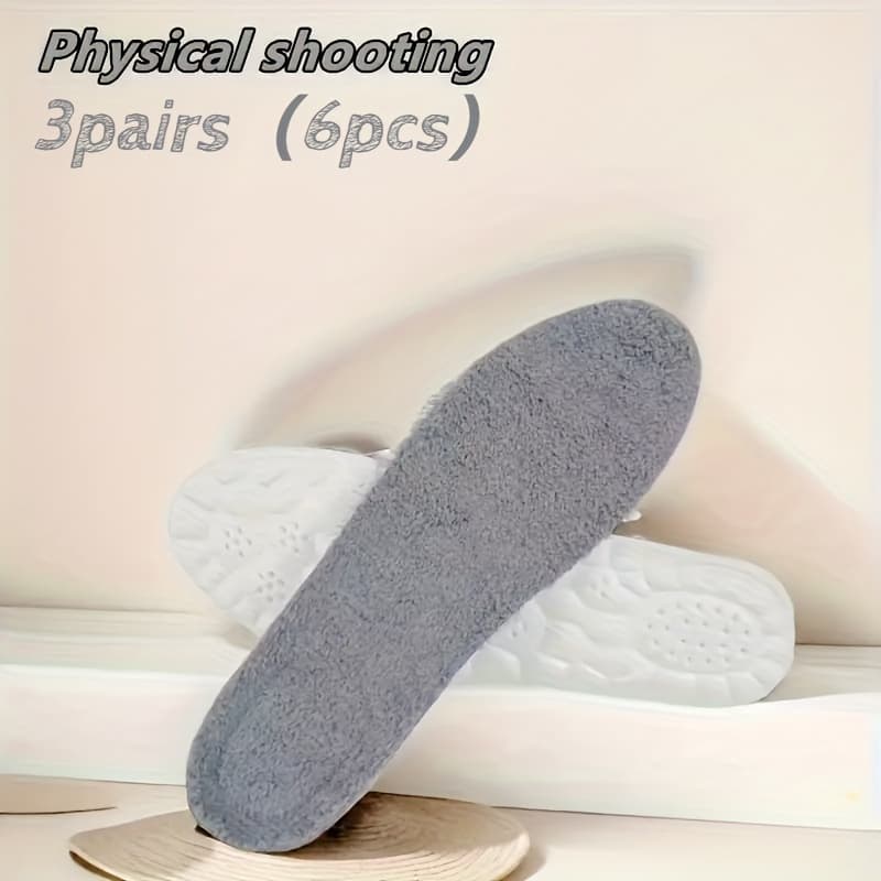 TEMU 3 Pairs (6pcs) Of Winter Thickened Insoles: Soft And Thick, With Flannel Lining To Enhance . Are An For Outdoor Work And Indoor Leisure, And Suitable For All Types Of Shoes