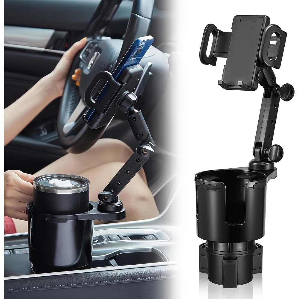 TEMU -in-1 Holder, Versatile Portable Swivelable Car Phone Cup Holder For Cars, Suvs, Trucks, With Shock Trim, Black Car Cup Holder Extender