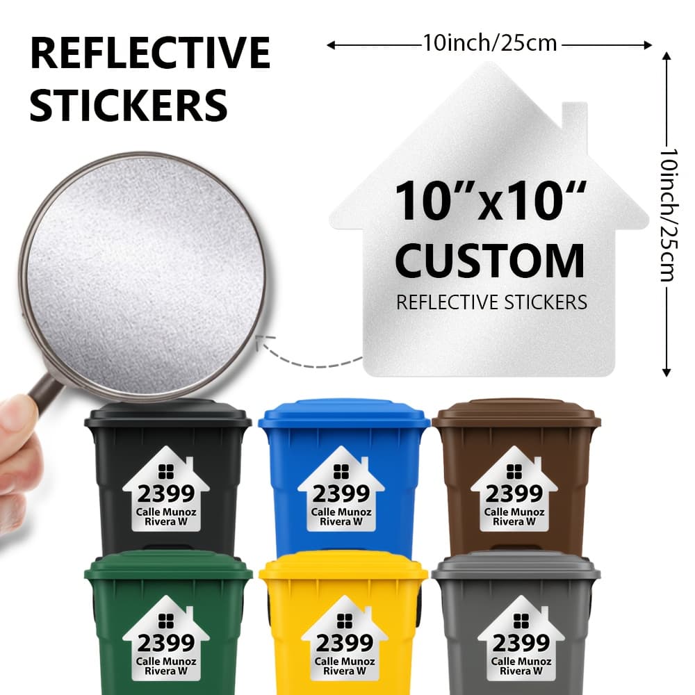 TEMU Set Of 5 Custom Stickers For Garbage Bins, Personalized Decals For Trash Cans, Reflective Night Labels