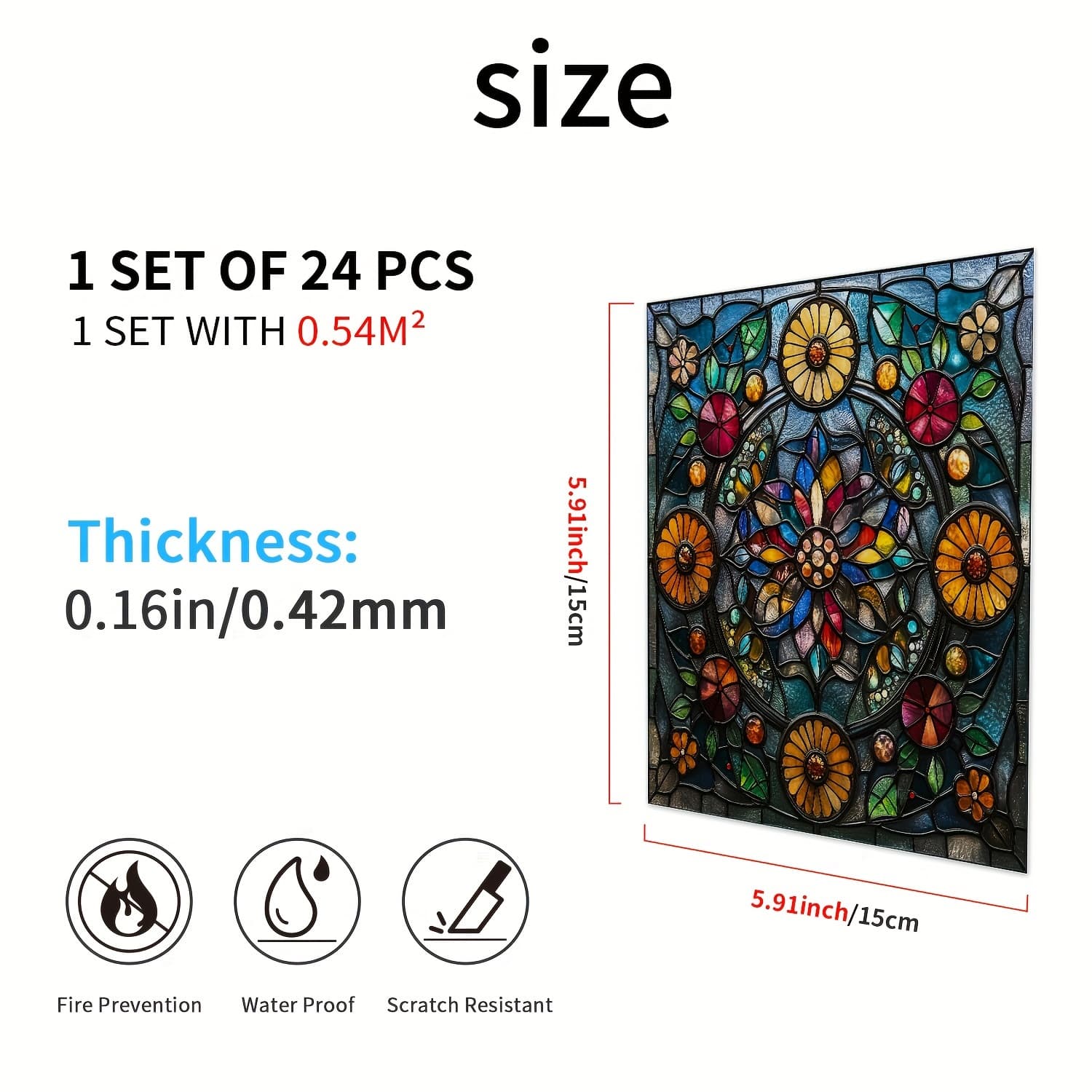 TEMU 24 Self-adhesive Waterproof Mandala Tile Wall Stickers - Removable Vinyl Soft And Colorful Floral Patterns For Bathrooms, Kitchens, Rooms - Tear And Paste For Easy Removal