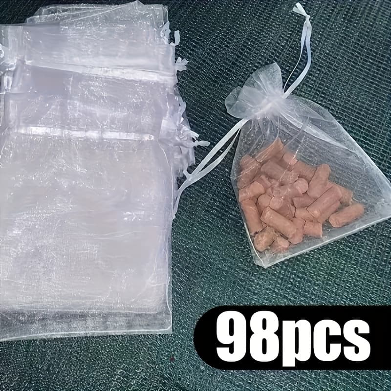 TEMU 98pcs Duck Net Organza Bags, 3.0x4.0inch - Clear Drawstring Gift Packaging, Jewelry & Cosmetic Storage | Durable Bag For Crafting And Parties