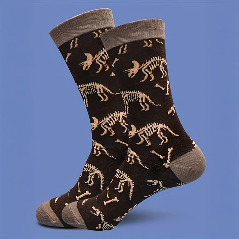 TEMU 1 Pair Of Mens Lightweight Dinosaur Bone Socks - Fashionable & Comfortable Fun Cartoon Pattern Breathable For All Outdoor Wear