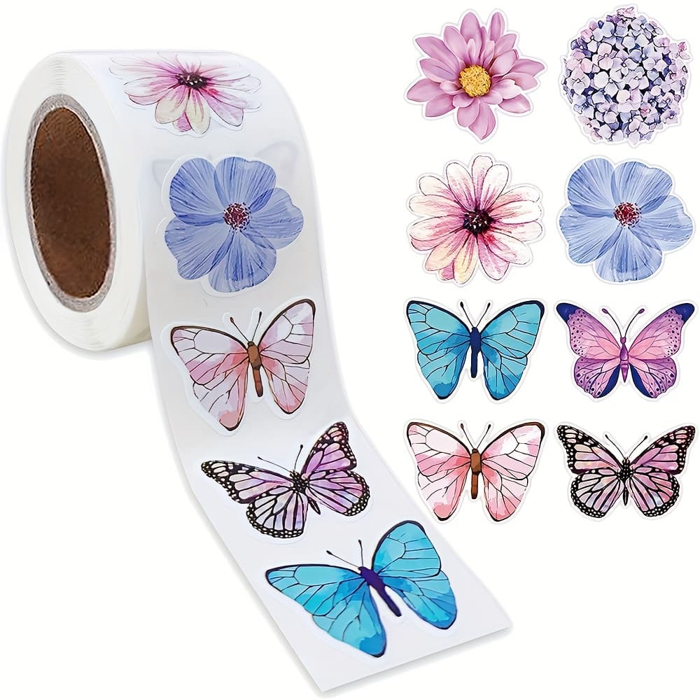 TEMU 500 Stickers Per Roll, -inch Roll Of And Flower-shaped Stickers For Decorating Gift Boxes. Are Self-adhesive Labels Suitable For Baking
