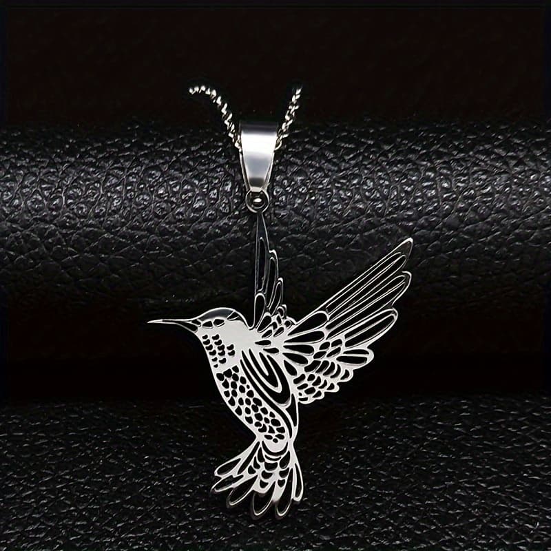 TEMU Hummingbird Pendant Stainless Steel Necklaces For Women Bird Necklace Hummingbird N742