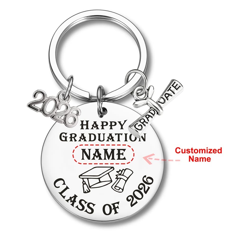 TEMU Custom 1pc Stainless Steel Keychain 2026 Graduation Season Custom Name Class Of 2026 Class School Gift For Teacher Graduation Friend Commemorative Gift