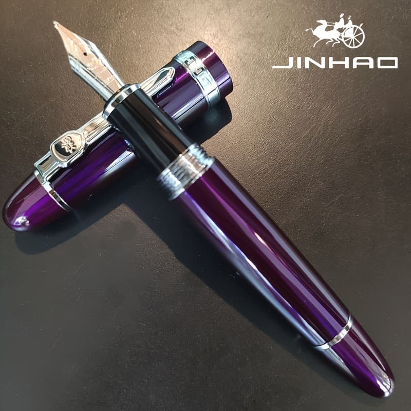 TEMU 1pc The 159 Series Fountain Pen Featuring A Luxurious Golden Iridium Nib, Designed For Exquisite Art Calligraphy, Made Of Heavy Metal