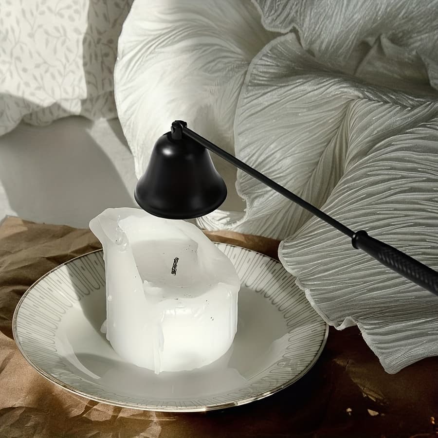 TEMU 1pc Black Stainless Steel Candle Snuffer Buffer Candle Tools Accessories Candle Buffer Wax Candle Extinguisher With Handle Candlestick Candle Wicks Flame For Candle Lovers, Gift, Everyday Use